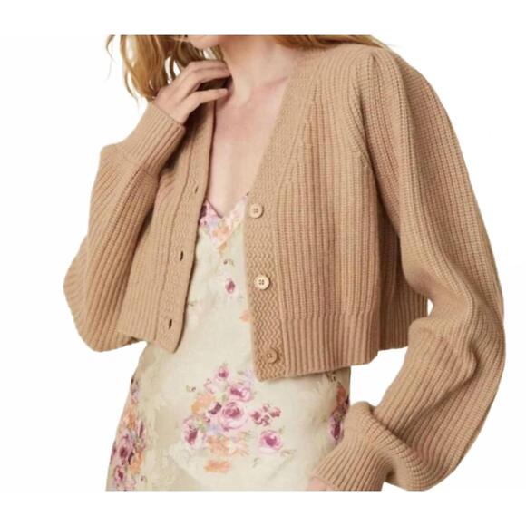 NEW LOVESHACKFANCY avignon cardigan in fawn